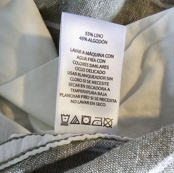 BeachLunchLounge Women's Green Linen Margot Stripes Capri Pants Size L - Picture 15 of 16